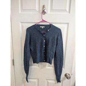 Madewell Alpaca Blend Fuzzy Button Front Cardigan Sweater Blue Women - Small S
